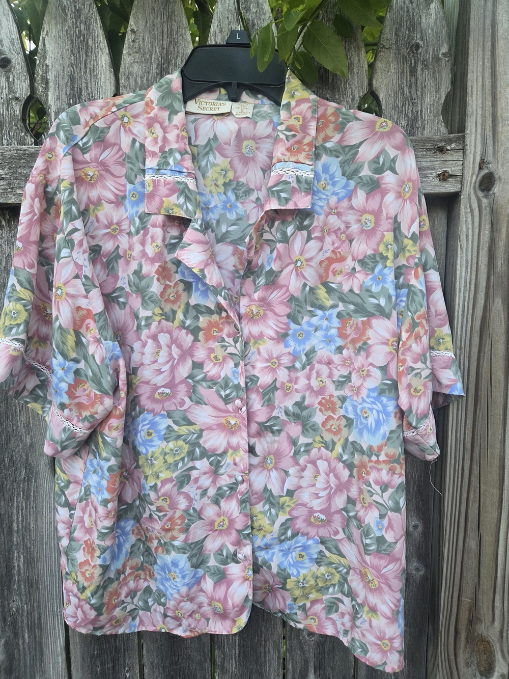 Victoria's Secret Men's Floral Button-Down Shirt - Pink, Blue, Yellow